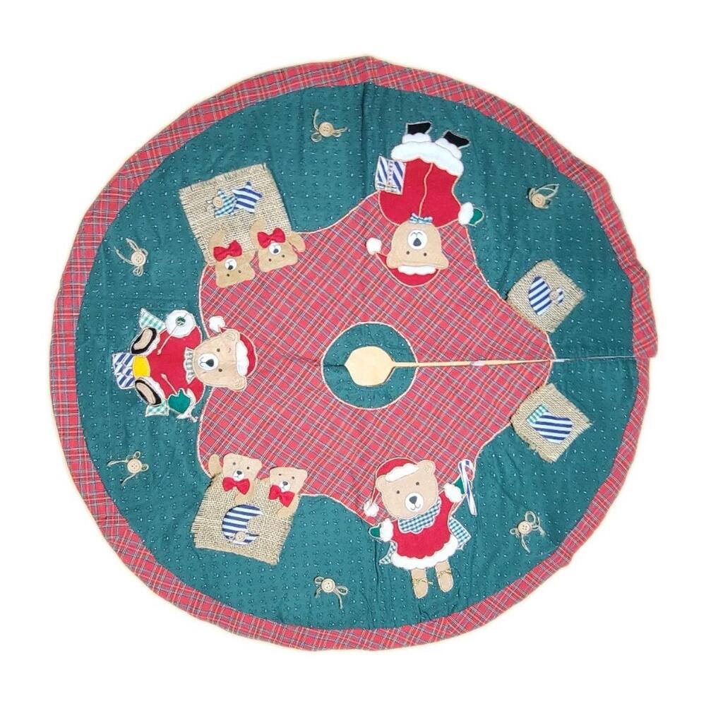 Vintage Bucilla "Teddy Bears" felt appliqué Christmas tree skirt kit